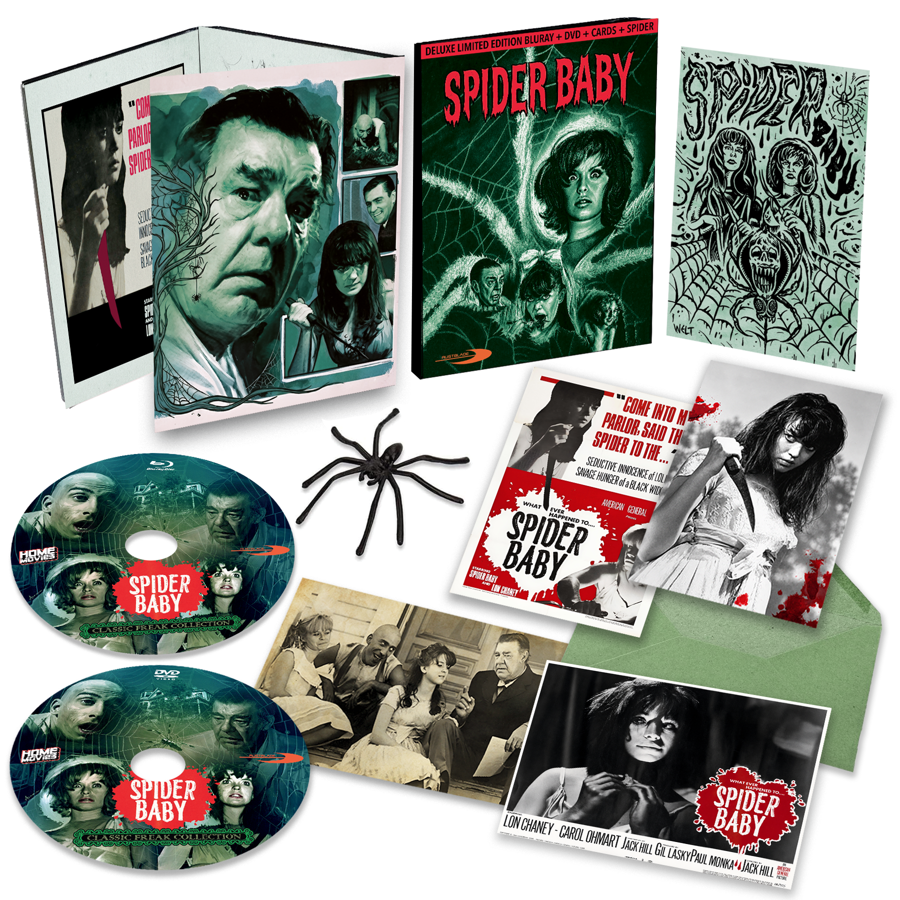 SPIDER BABY A Film by Jack Hill - DELUXE EDITION - BLURAY + DVD + POSTCARD + SPIDER - PREORDER IN OCTOBER